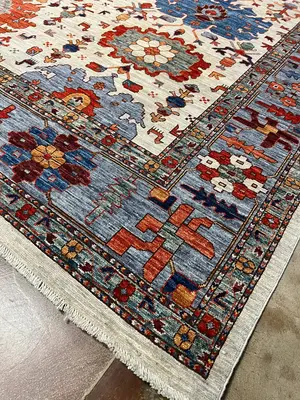 New Ivory Afghanistan Modern Mahal 9' X 12'