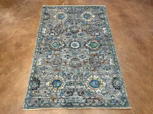 New Grey Afghanistan Modern Mahal 4' X 6'
