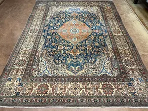 Antique Blue Persian Mohtashem Kashan 7' X 10'