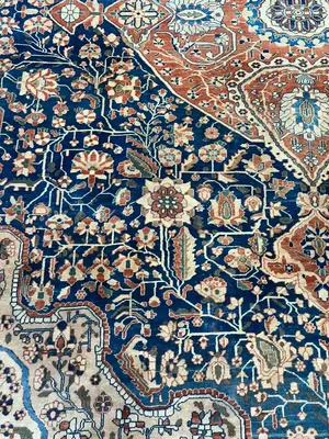 Antique Blue Persian Mohtashem Kashan 7' X 10'