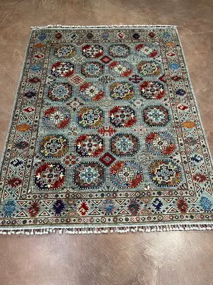 New Grey Afghanistan Modern Tribal 5' X 7'