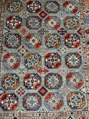 New Grey Afghanistan Modern Tribal 5' X 7'