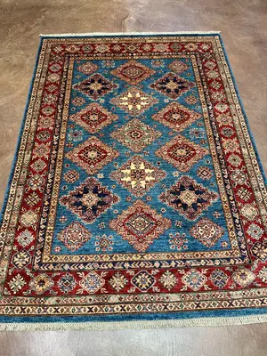 New Blue Afghanistan Kazak 5' X 7'
