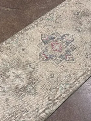 Vintage Beige Persian Tabriz Runner