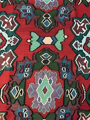 Vintage Red Romania Besarabian Kelim 5' X 7'