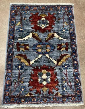 New Blue Afghanistan Modern Mahal 2' X 3'