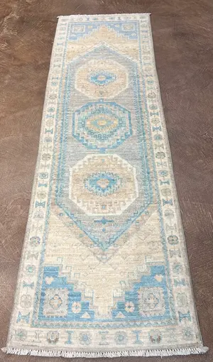 New Grey Afghanistan Oushak Runner