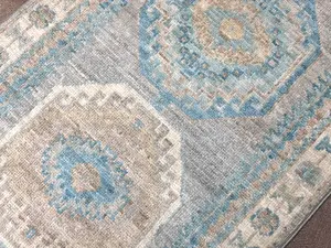 New Grey Afghanistan Oushak Runner
