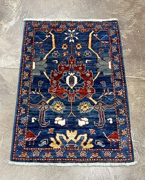 New Blue Afghanistan Modern Mahal 2' X 3'