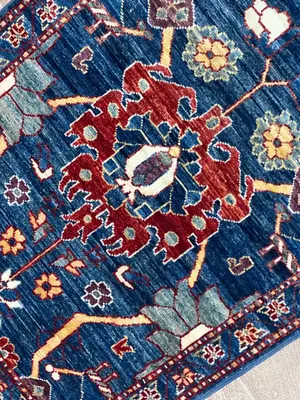 New Blue Afghanistan Modern Mahal 2' X 3'