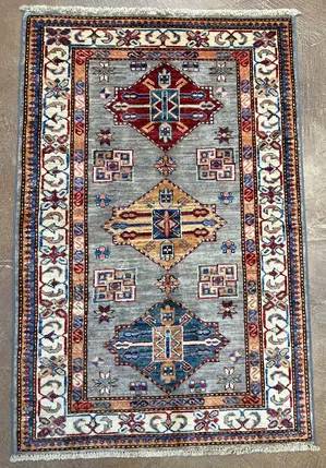 New Grey Afghanistan Modern Kazak 2'-6"x4'