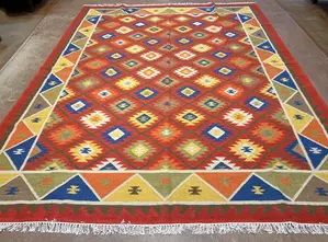 New Red India Modern Kelim 9' X 12'