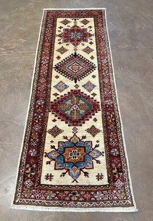 New Ivory Afghanistan Kazak Runner