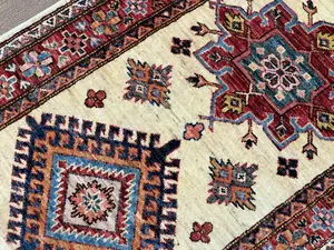 New Ivory Afghanistan Kazak Runner