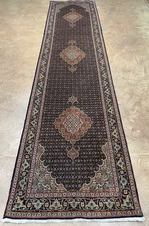Vintage Navy Persian Tabriz Mahi Runner