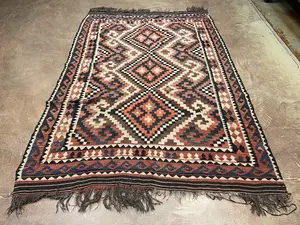 Vintage Rust Afghanistan Maimana Kelim Remnant 5'-6"x8'