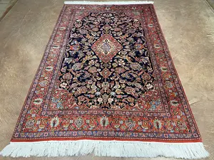 Vintage Navy Persian Kashan 5'-6"x8'