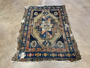 Vintage Navy Persian Serab Remnant 3' X 5'