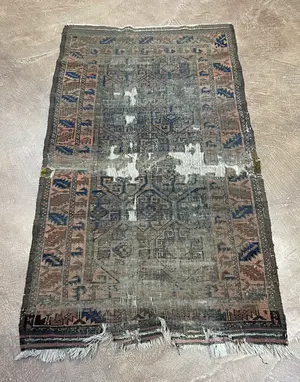 Antique Navy Persian Baluchi Remnant 3' X 5'