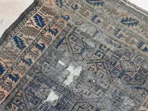 Antique Navy Persian Baluchi Remnant 3' X 5'
