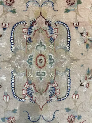 Vintage Ivory Persian Tabriz Wool & Silk 2'-6"x4'
