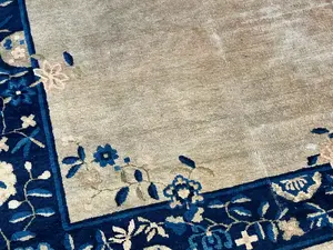 Antique Tan China Chinese Peking Remnant 6' X 9'