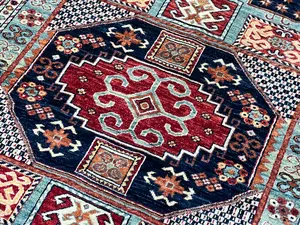 New Blue Afghanistan Modern Kazak 5' X 7'