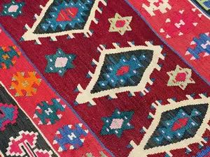 Vintage Red Turkey Besarabian Kelim 6' X 9'