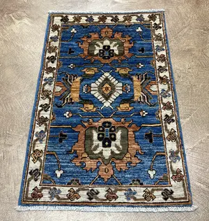 New Blue Afghanistan Modern Mahal 2' X 3'