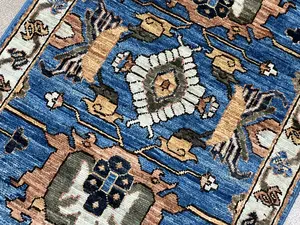New Blue Afghanistan Modern Mahal 2' X 3'