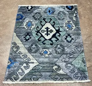 New Grey Afghanistan Modern Tribal 2' X 3'