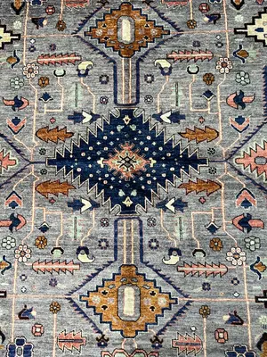 New Grey Afghanistan Modern Tribal 8' X 10'