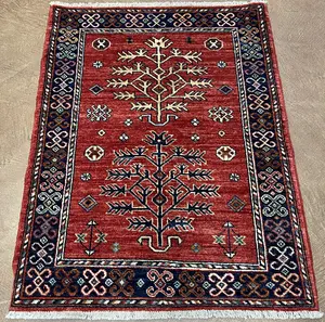 New Red Afghanistan Modern Tribal 2'-6"x4'