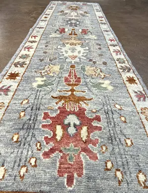New Blue Afghanistan Modern Oushak Runner