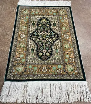 Vintage Green Turkey Silk Hereke 2' X 3'