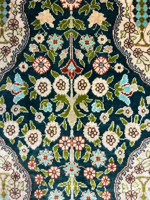 Vintage Green Turkey Silk Hereke 2' X 3'