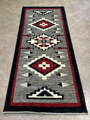 New Grey Afghanistan Navajo Runner