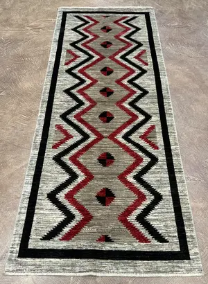 New Grey Afghanistan Navajo Runner