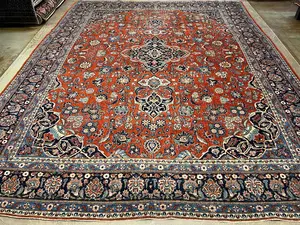 Vintage Red Persian Kashan 10' X 14'