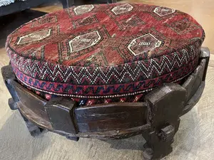 Antique Red Turkmenistan Turkoman Ottoman Stool Miscellaneous
