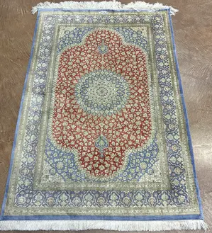 Vintage Red Persian Silk Ghom 3' X 5'