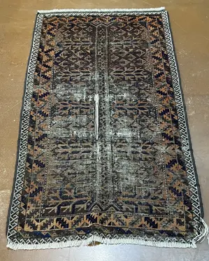 Antique Brown Afghanistan Baluch Remnant 2'-6"x4'