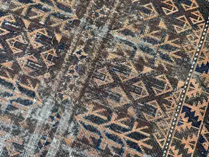 Antique Brown Afghanistan Baluch Remnant 2'-6"x4'