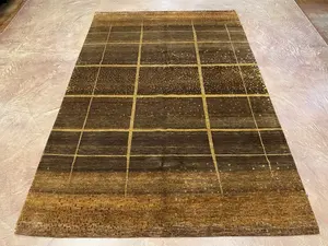 New Brown Nepal Modern Block 6' X 9'