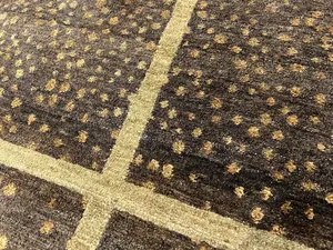 New Brown Nepal Modern Block 6' X 9'