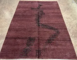 New Rust Nepal Modern Silk Highlight 6' X 9'
