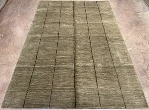 New Green Nepal Modern Silk Highlight 6' X 9'