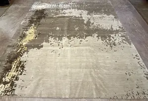 New Tan Nepal Modern Abstract Silk Highlight 8' X 10'