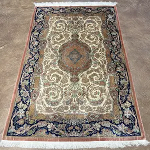 New Ivory Persian Silk Ghom 4' X 6'