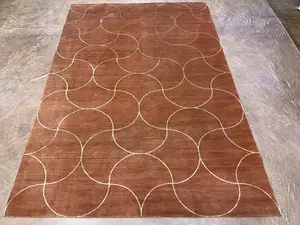 New Rust Nepal Modern W. Silk Highlights 6' X 9'